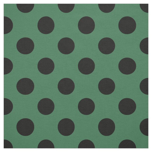 Black polka dots on kelly green fabric (Swatch)