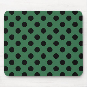 Black polka dots on kelly green mouse mat