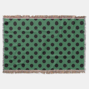 Black polka dots on kelly green throw blanket