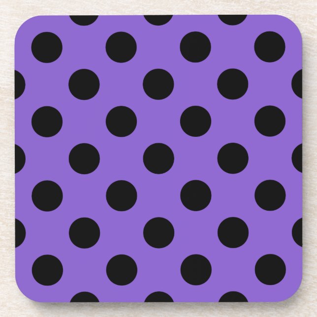 Black polka dots on lavender coaster (Front)