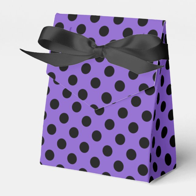 Black polka dots on lavender favour box (Front Side)