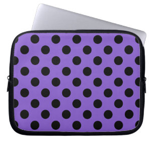 Black polka dots on lavender laptop sleeve