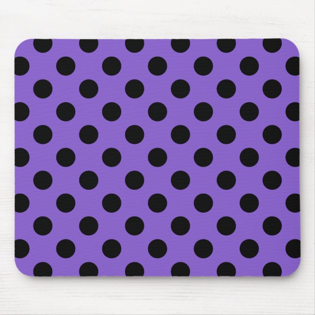 Black polka dots on lavender mouse mat (Front)