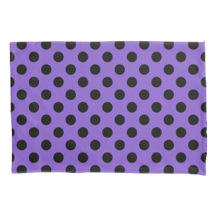 Black polka dots on lavender pillowcase