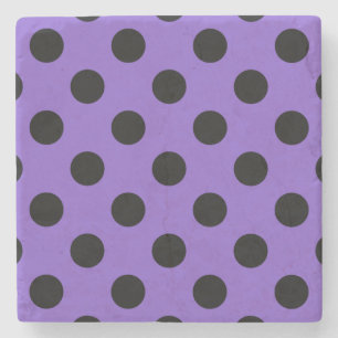Black polka dots on lavender stone coaster