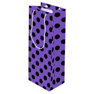 Black polka dots on lavender wine gift bag