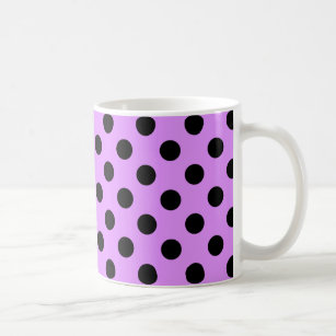 Black polka dots on lilac coffee mug