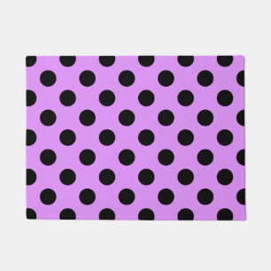 Black polka dots on lilac doormat
