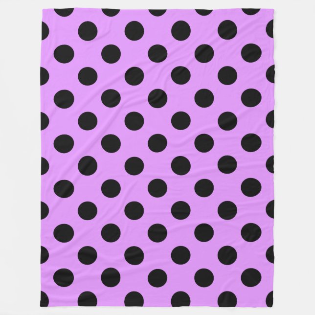 Black polka dots on lilac fleece blanket (Front)