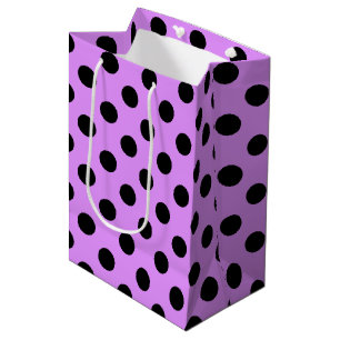 Black polka dots on lilac medium gift bag