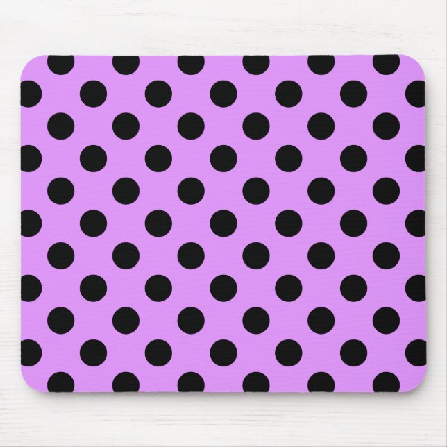 Black polka dots on lilac mouse mat (Front)