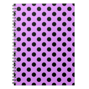 Black polka dots on lilac notebook