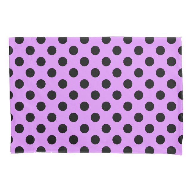 Black polka dots on lilac pillowcase (Front)