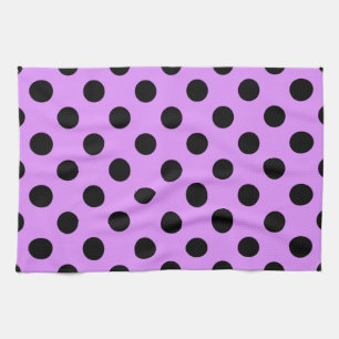 Black polka dots on lilac tea towel