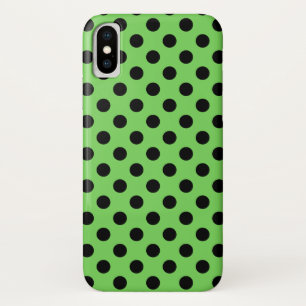 Black polka dots on lime green iPhone x case