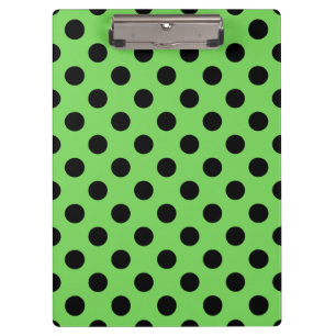 Black polka dots on lime green clipboard