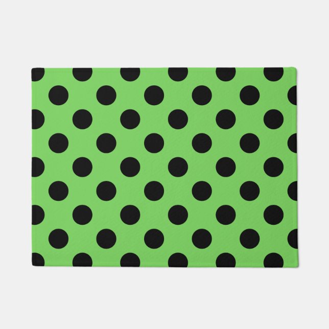 Black polka dots on lime green doormat (Front)