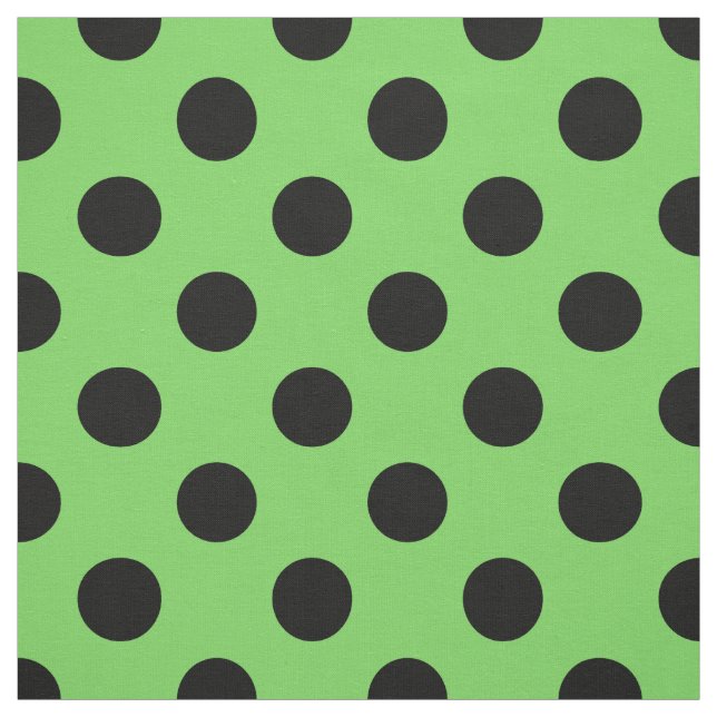 Black polka dots on lime green fabric (Swatch)