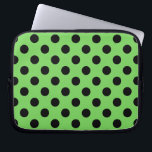 Black polka dots on lime green laptop sleeve<br><div class="desc">Black polka dots on lime green</div>