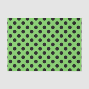 Black polka dots on lime green tissue paper