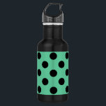 Black polka dots on mint green 532 ml water bottle<br><div class="desc">Black polka dots on mint green</div>