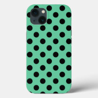 Black polka dots on mint green Case-Mate iPhone ca