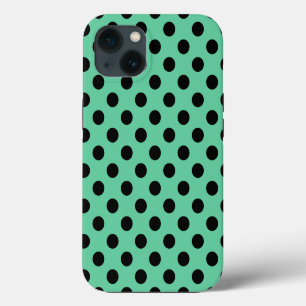 Black polka dots on mint green Case-Mate iPhone ca 13 Case