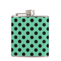 Black polka dots on mint green