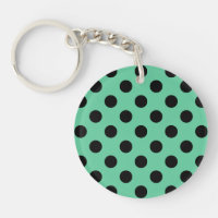 Black polka dots on mint green