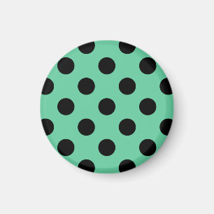 Black polka dots on mint green magnet