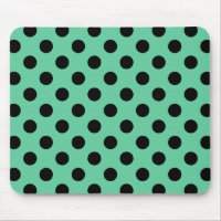 Black polka dots on mint green