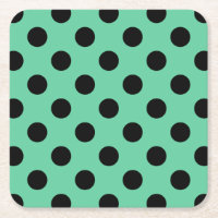 Black polka dots on mint green