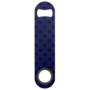 Black polka dots on navy blue
