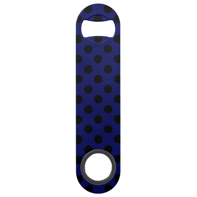 Black polka dots on navy blue (Front)