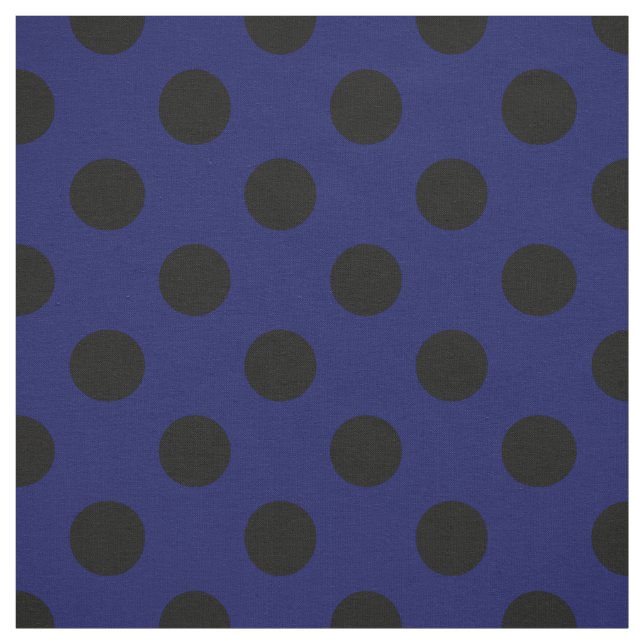 Black polka dots on navy blue fabric (Swatch)