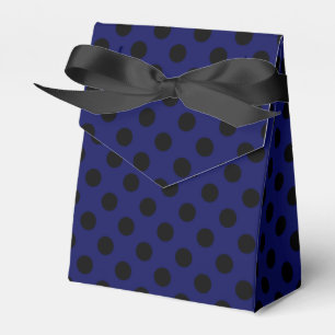 Black polka dots on navy blue favour box