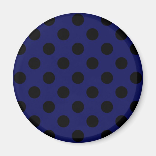Black polka dots on navy blue magnet (Front)