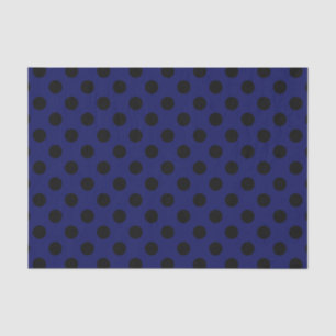 Black polka dots on navy blue tissue paper