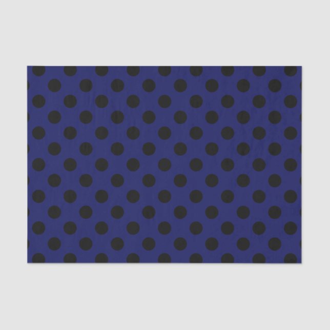Black polka dots on navy blue tissue paper (Front)