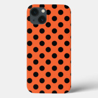 Black polka dots on orange Case-Mate iPhone case