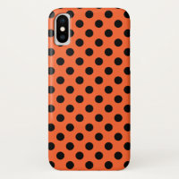 Black polka dots on orange