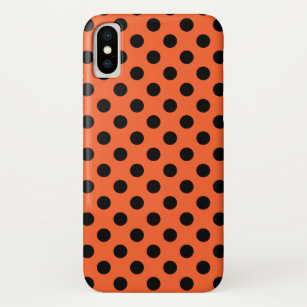 Black polka dots on orange Case-Mate iPhone case