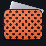 Black polka dots on orange laptop sleeve<br><div class="desc">Black polka dots on orange</div>