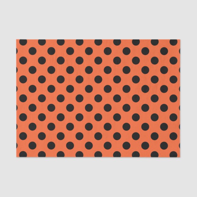 Black polka dots on orange tissue paper (Front)