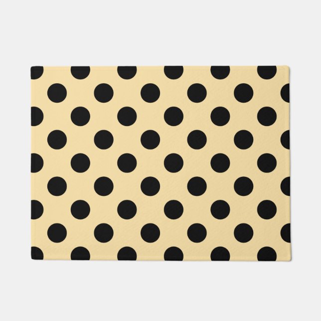 Black polka dots on pale yellow doormat (Front)