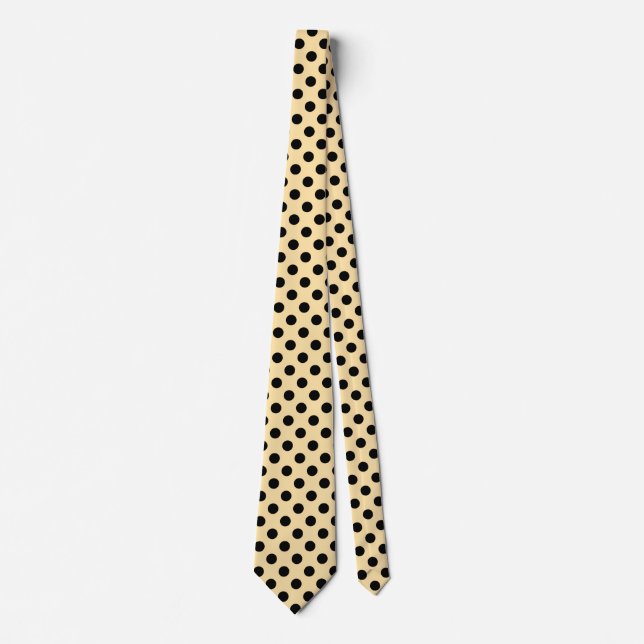 Black polka dots on pale yellow tie (Front)