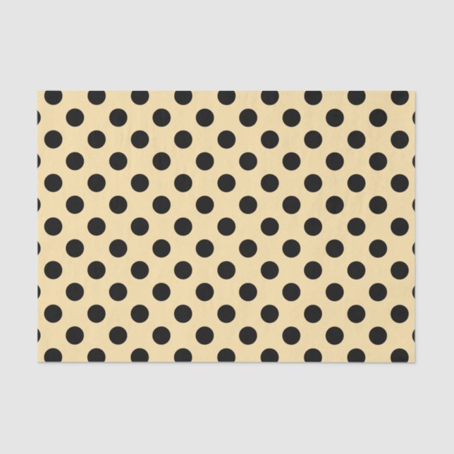Black polka dots on pale yellow tissue paper (Front)