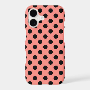 Black polka dots on peach 
