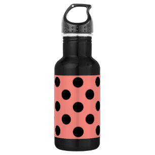 Black polka dots on peach 532 ml water bottle