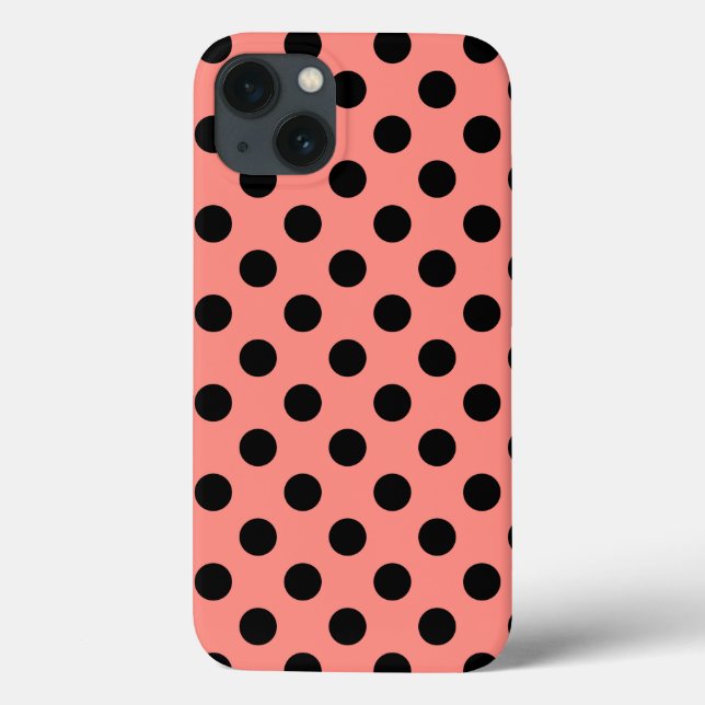 Black polka dots on peach Case-Mate iPhone case (Back)